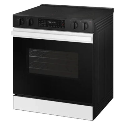 BRAND NEW (NSE6DB830012) 30 Inch Slide-In Electric Smart Range with 5 Elements, 6.3 cu. ft. Convection Oven, Warming Center, Storage Drawer, Air Fry, Self & Steam Clean, and ADA Compliant: White Glass