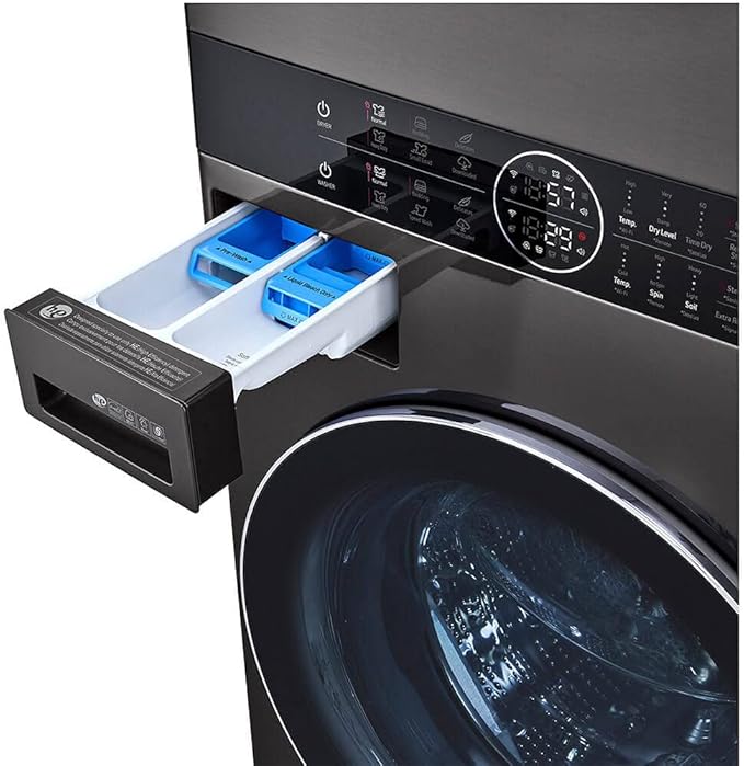 LG WASHER AND DRYER SMART TOWER (WKEX200HBA)  with Center Control™ 4.5 cu. ft. Front Load Washer and 7.4 cu. ft. Dryer
