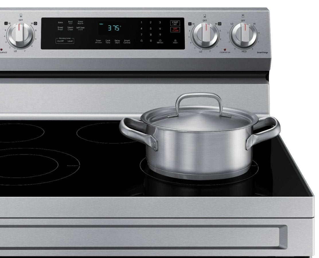 SAMSUNG STOVE (NE63A6311SS/AA) - 6.3 cu. ft. Freestanding Electric  Range with Rapid Boil, WiFi & Self Clean -  Stainless Steel