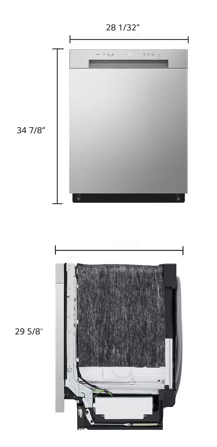 BRAND NEW LG  (LDFC2423V)
24 Inch Full Console Dishwasher with 15 Place Settings, 52 dBA, 5 Wash Cycles, Nylon Coated Racks, Dynamic Dry™, and ENERGY STAR® Qualified: Stainless Steel Look