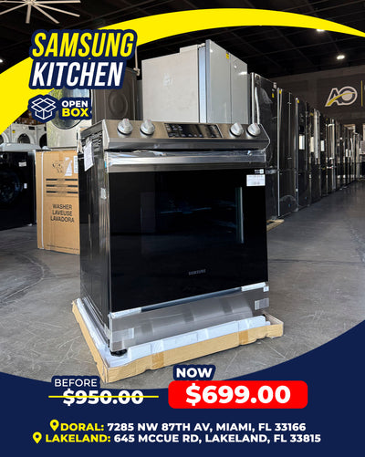 STOVE Samsung - 6.3 cu. ft. Front Control Slide-In Electric Range with Wi-Fi, Fingerprint Resistant - Stainless Steel BRAND NEW