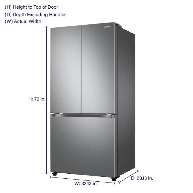BRAND NEW (RF18A5101SR) Samsung - 33 inch and 17.5 cu. ft. 3-Door French Door Counter Depth Smart Refrigerator with Twin Cooling Plus - Stainless Steel