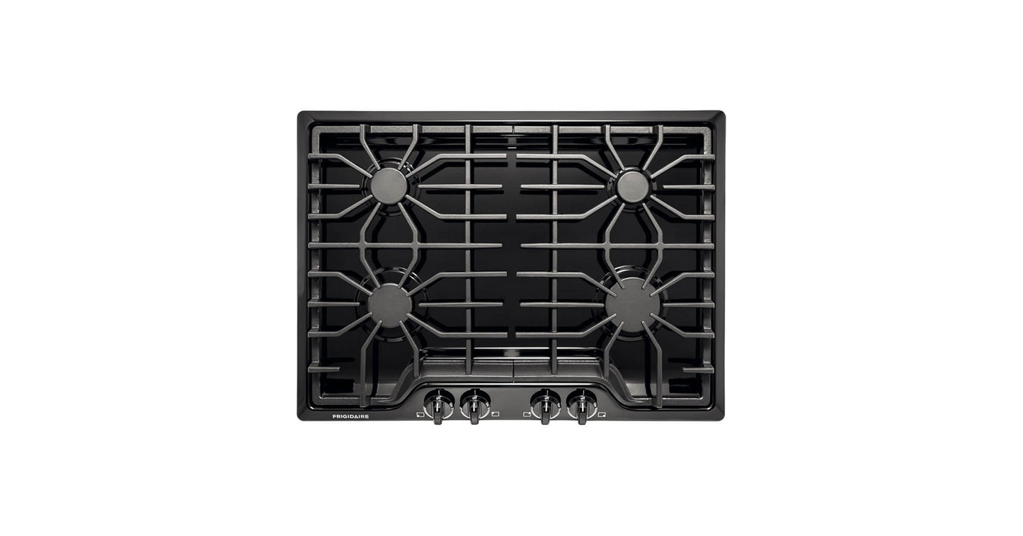 BRAND NEW FRIGIDAIRE (FFGC3026SB)
30 Inch Gas Cooktop with 4 Sealed Burners, Continuous Grates, Low Simmer Burner, Control Knobs, Electronic Ignition