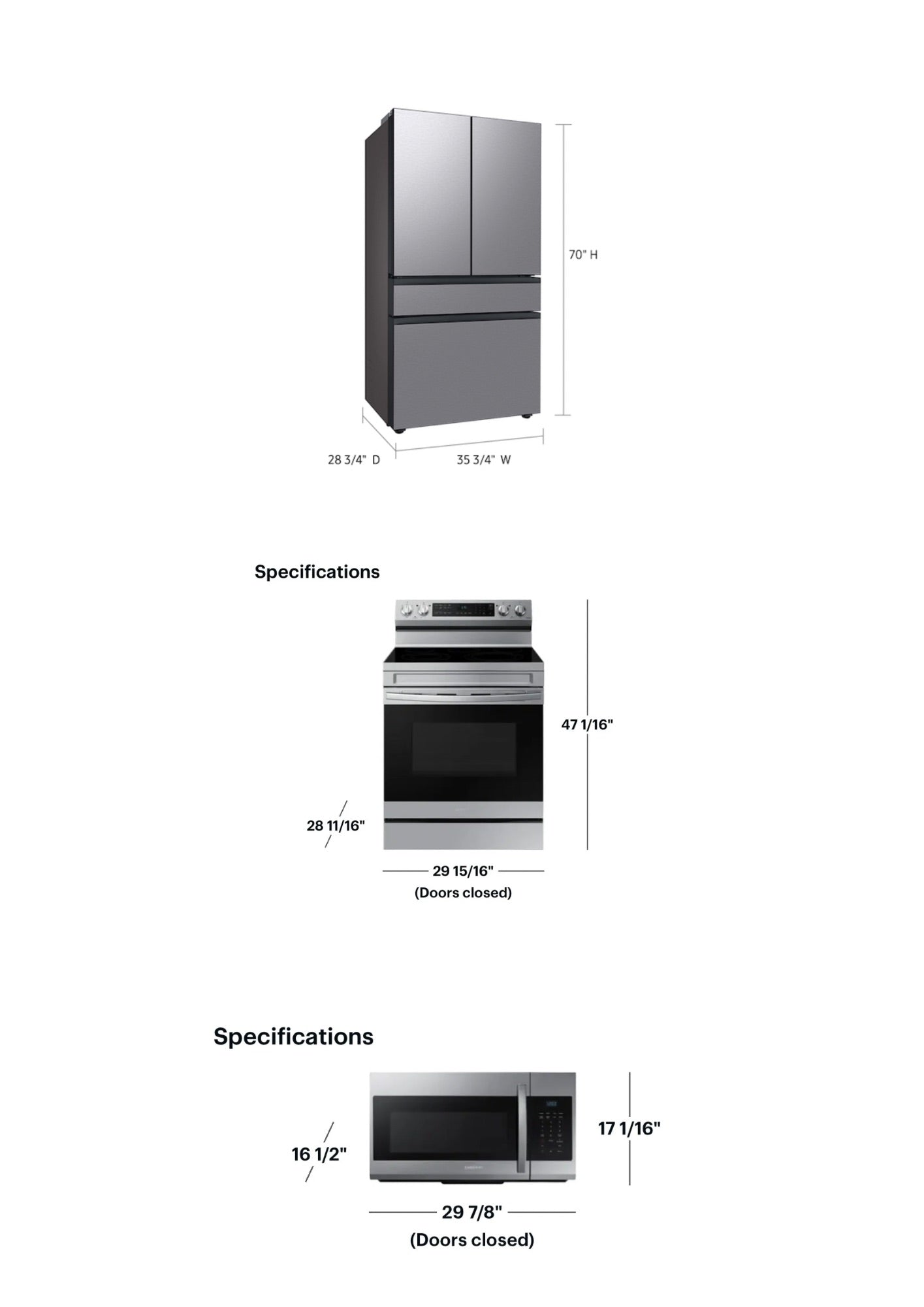 SAMSUNG SET OPEN BOX (N03) FRIDGE + STOVE + MICROWAVE (STAINLESS STEEL)