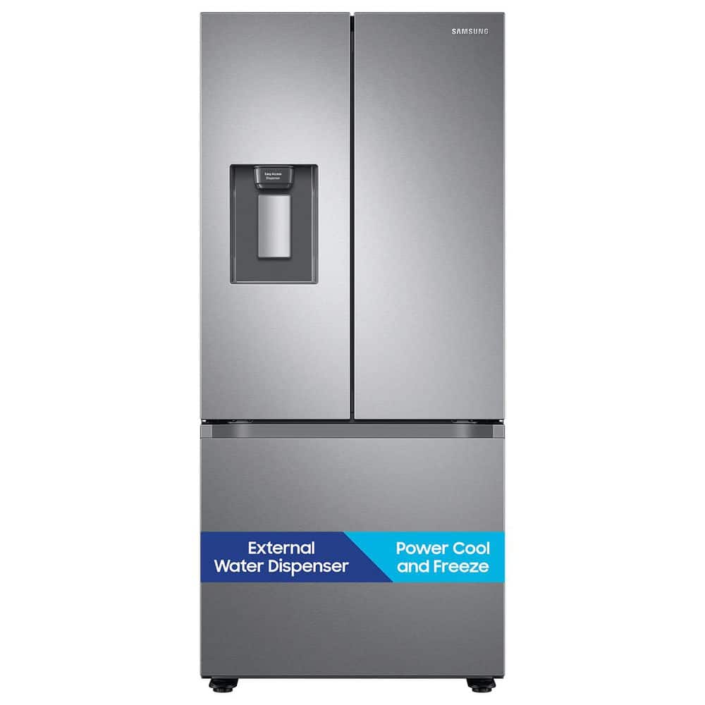 BRAND NEW (RF22A4221SR) Samsung - 30 inch and 22 cu. ft. 3-Door French Door Smart Refrigerator with External Water Dispenser - Stainless Steel