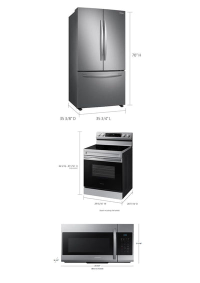 SAMSUNG SET OPEN BOX (N08) FRIDGE + STOVE + MICROWAVE (STAINLESS STEEL)