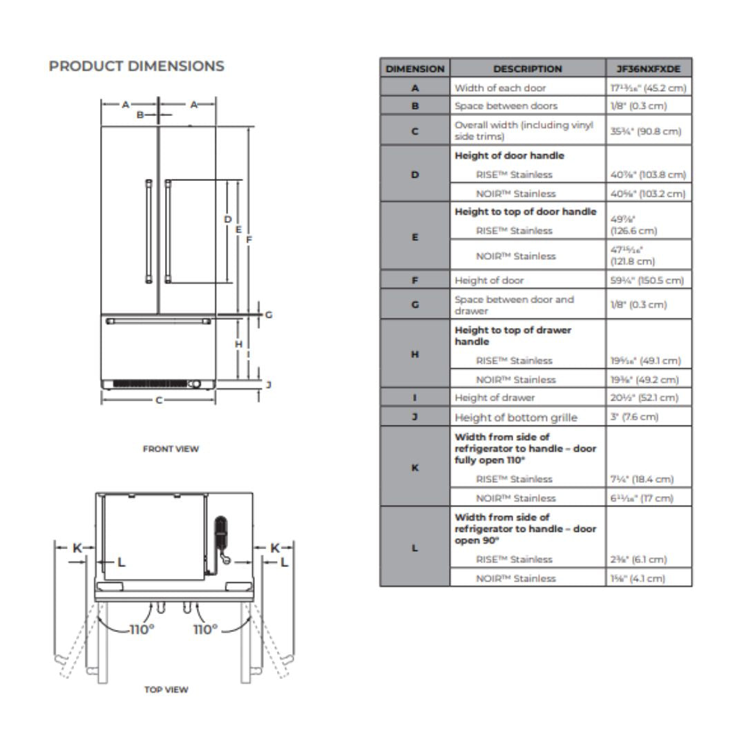 JENNAIR 36" FRIDGE PANEL READY FRENCH DOOR (JF36NXFXDE)