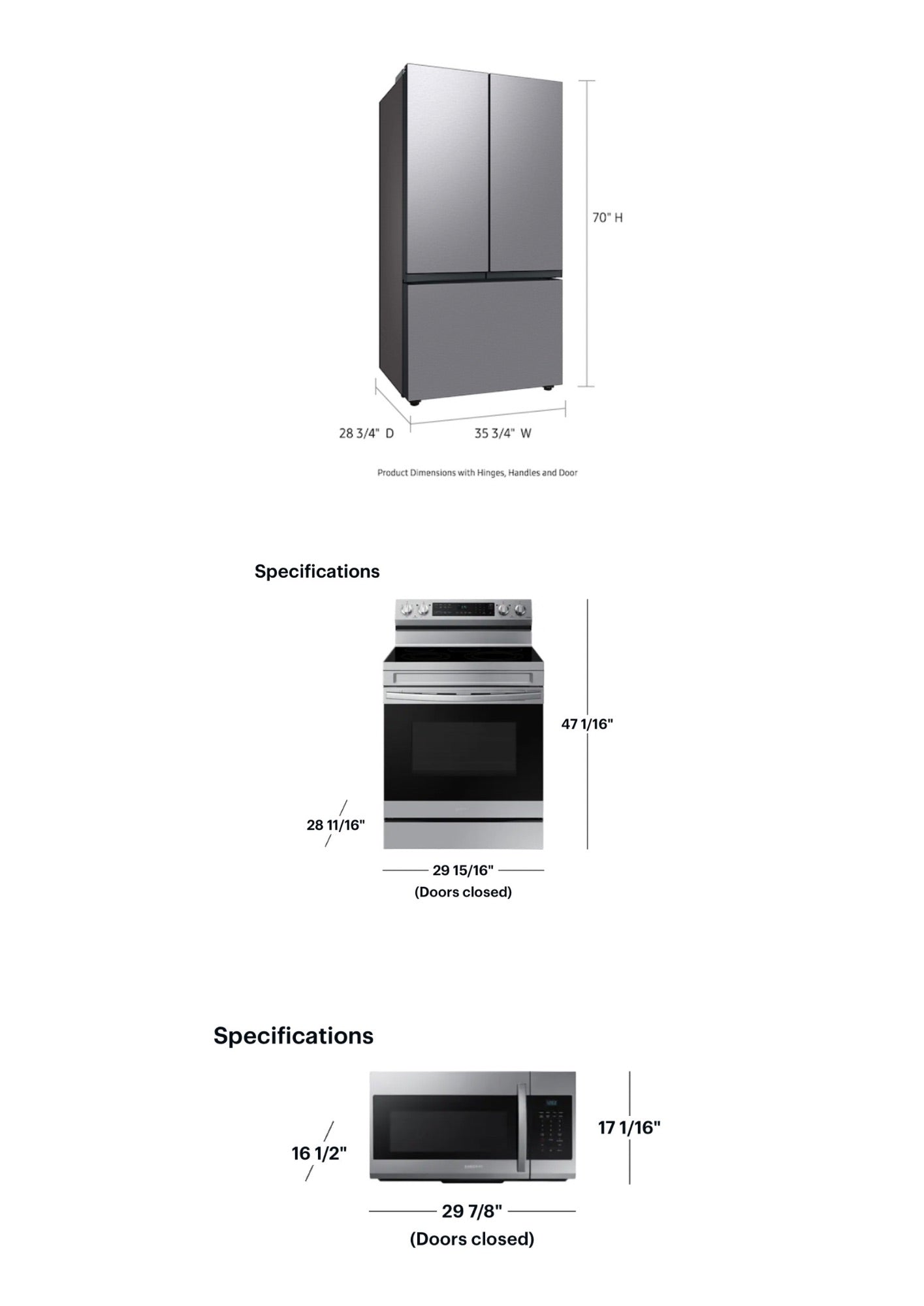 SAMSUNG SET OPEN BOX (N02) FRIDGE + STOVE + MICROWAVE (STAINLESS STEEL)
