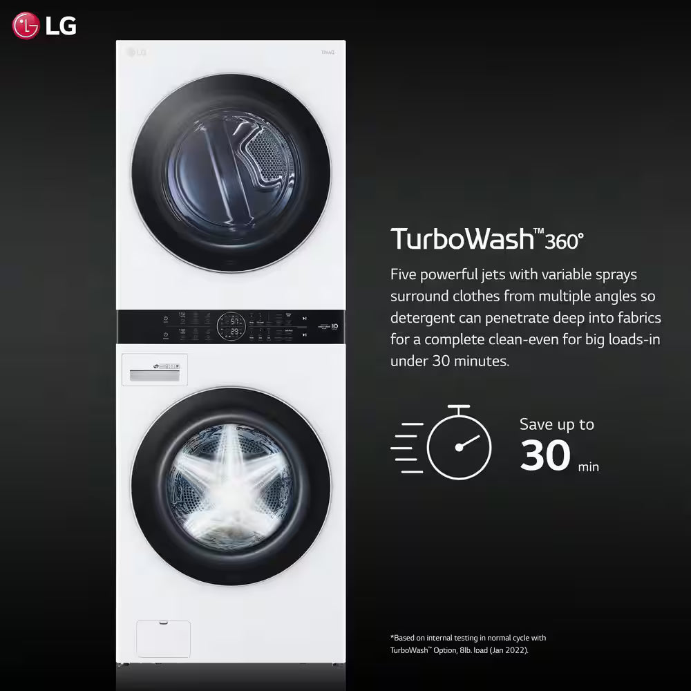 LG WASHER AND DRYER SMART TOWER (WKEX200HBA)  with Center Control™ 4.5 cu. ft. Front Load Washer and 7.4 cu. ft. Dryer