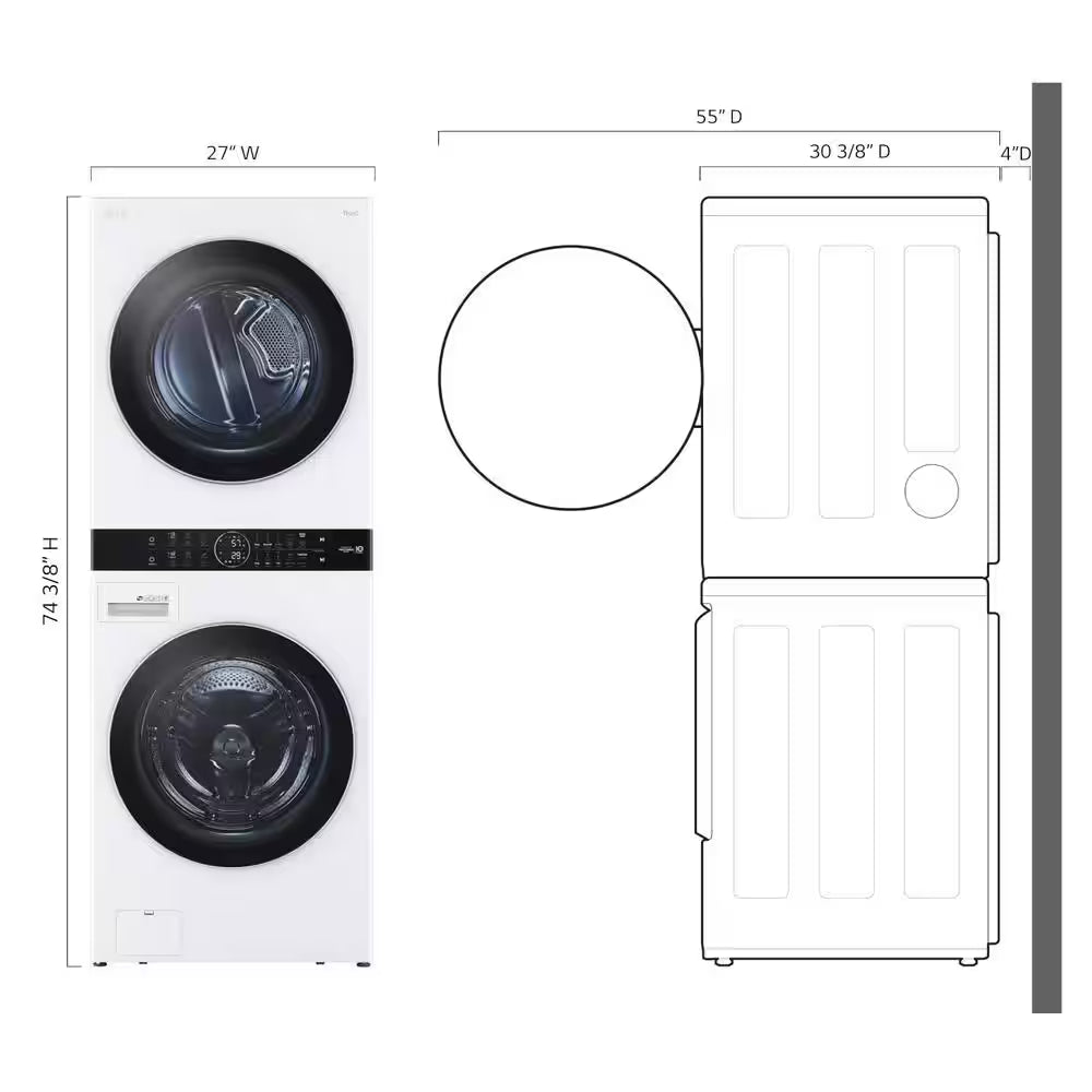 LG WASHER AND DRYER SMART TOWER (WKEX200HBA)  with Center Control™ 4.5 cu. ft. Front Load Washer and 7.4 cu. ft. Dryer