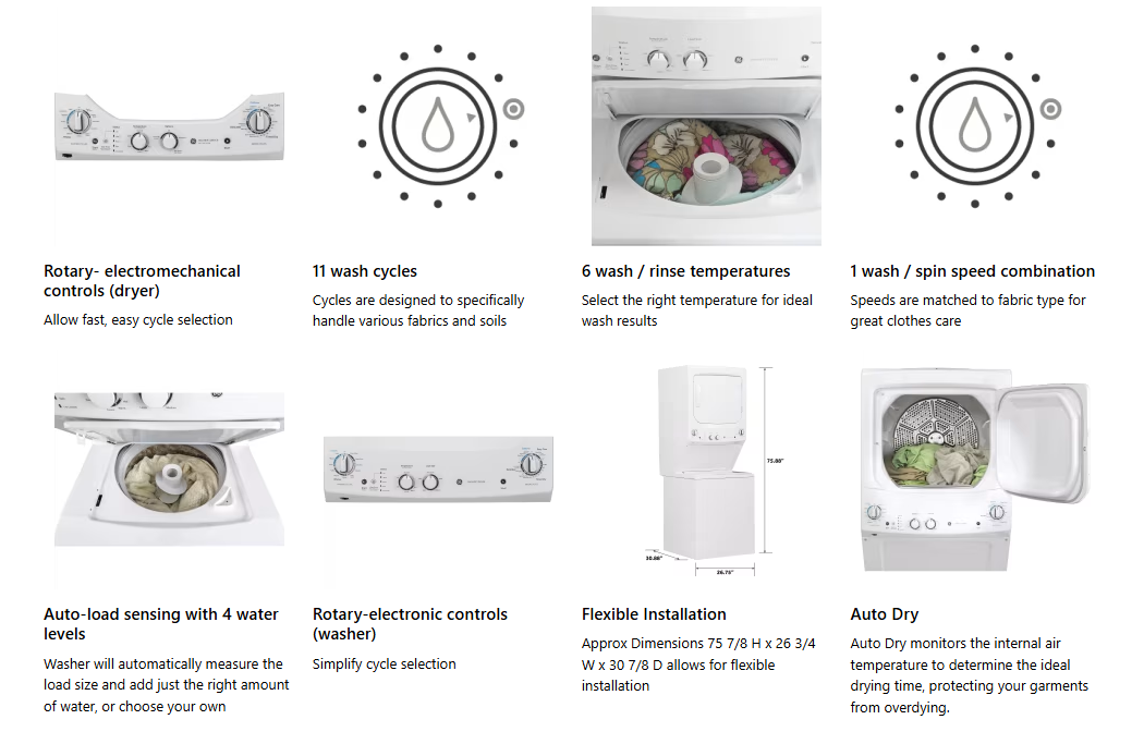 GE Unitized Spacemaker® 3.8 cu. ft. Capacity Washer